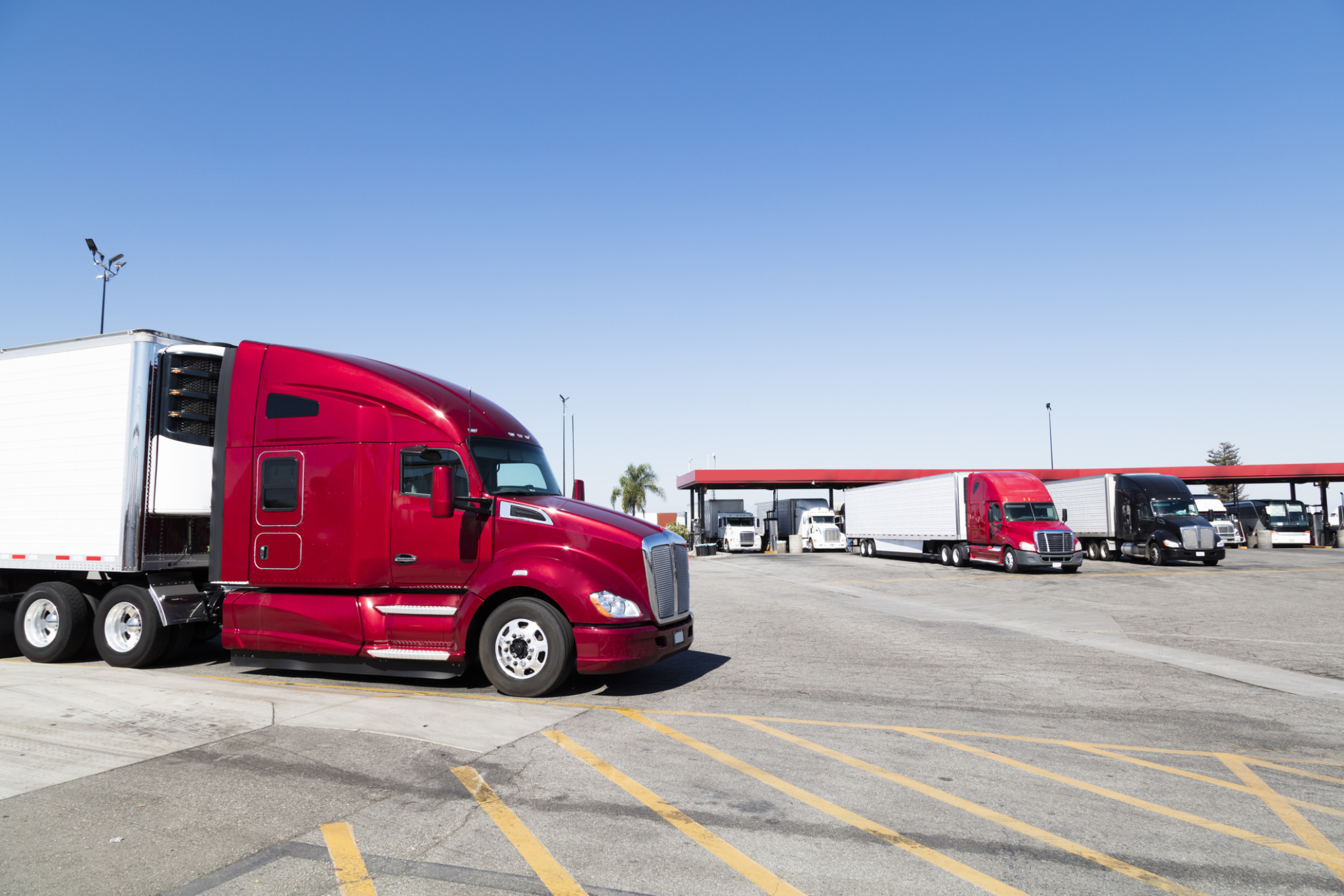 Trucks at Truck Stop in California, USA Desi Trucking